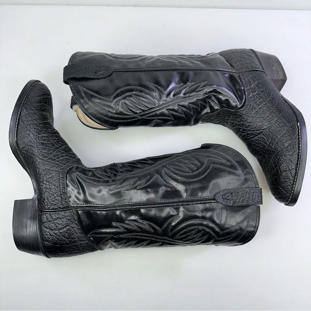 Bronco Men's WM1950 Black Almond Toe Mid-Calf Western Boots - Size 9EE - Picture 7 of 9